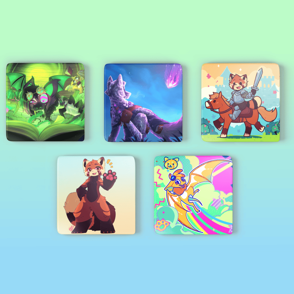 Pack de 5 badges carrés "Magic Adventure"